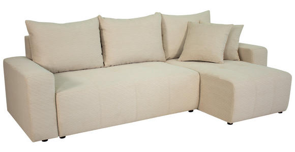 ECKSOFA inkl. Funktion Beige Cord  - Beige/Schwarz, Design, Kunststoff/Textil (248/146cm) - Xora