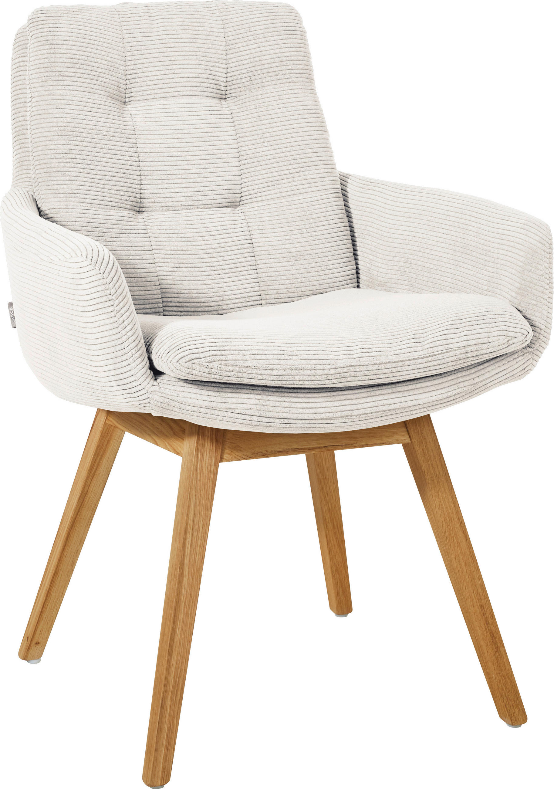 ARMLEHNSTUHL  Stoffauswahl, Typenauswahl, Gestellauswahl Cord  Weiß, Eichefarben  - Eichefarben/Weiß, Design, Holz/Textil (63/90/69cm) - Johann Jakob