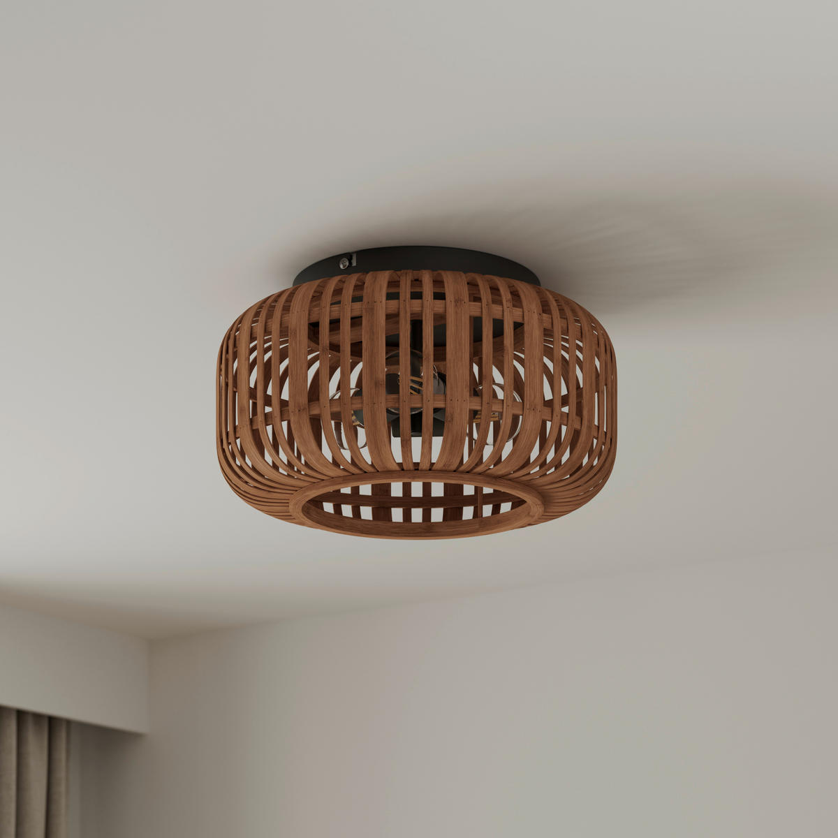 TAKLAMPA Vinkovci 40/22,5 cm  - svart/naturfärgad, Natur, metall/naturmaterial (40/22,5cm) - Marama