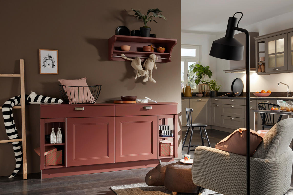 EINBAUKÜCHE WINDSOR LACK  - Rot/Weiß, Design, Holzwerkstoff/Kunststoff - Nolte Küchen