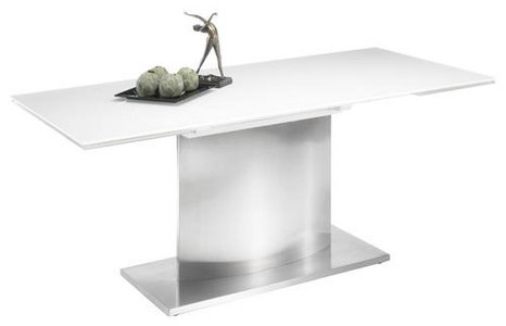 Esstisch mit Glasauflage und Auszugssystem Esstisch mit Glasauflage und Auszugssystem