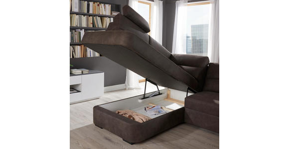 WOHNLANDSCHAFT Dunkelbraun Lederlook - Dunkelbraun, KONVENTIONELL, Kunststoff/Textil (193/251cm) - Cantus