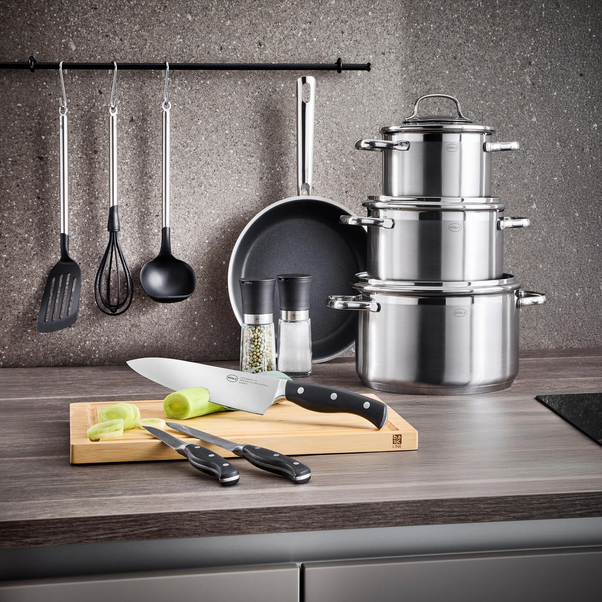 KOCHTOPFSET GOURMET-SET ELEGANCE 13-teilig  - Basics, Metall (37,8/29/59cm) - Rösle