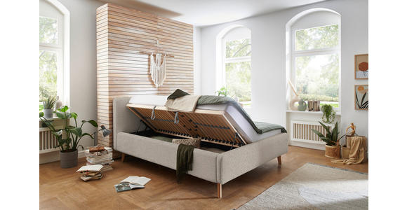 POLSTERBETT 180/200 cm  in Beige  - Eichefarben/Birkefarben, Design, Holz/Textil (180/200cm) - Xora