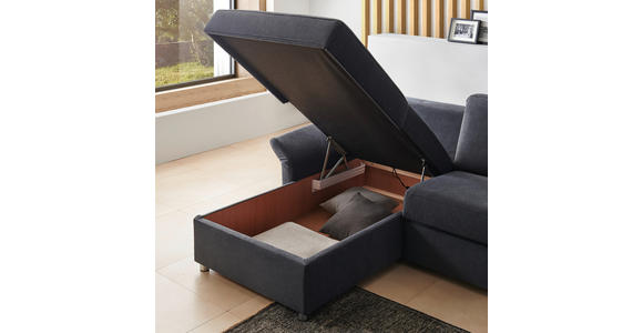 ECKSOFA in Flachgewebe Anthrazit 176/285 cm - Chromfarben/Anthrazit, KONVENTIONELL, Textil/Metall (176/285cm) - Novel