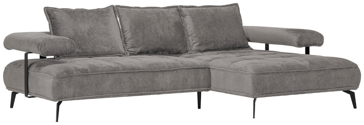 KUTNA GARNITURA tekstil  tamno siva   - tamno siva/crna, Design, tekstil/metal (266/180cm) - Welnova