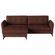 ECKSOFA in Flachgewebe, Leinenoptik Rotbraun  170/242 cm  - Rotbraun/Schwarz, Design, Textil/Metall (170/242cm) - Xora