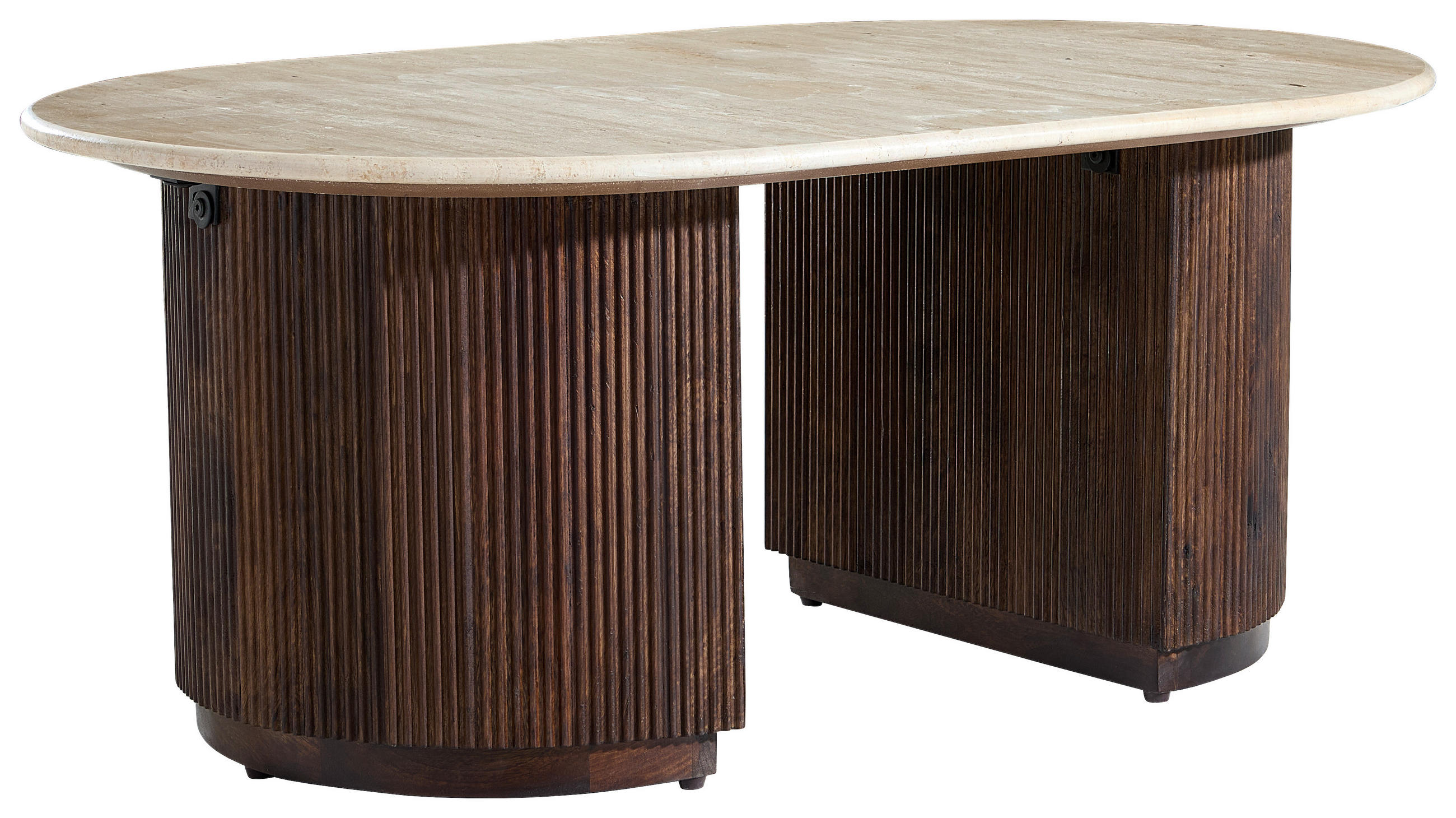 COUCHTISCH Mangoholz vollmassiv 110/70/45 cm rechteckig Dunkelbraun, Beige  - Dunkelbraun/Beige, Design, Holz/Stein (110/70/45cm) - Livetastic