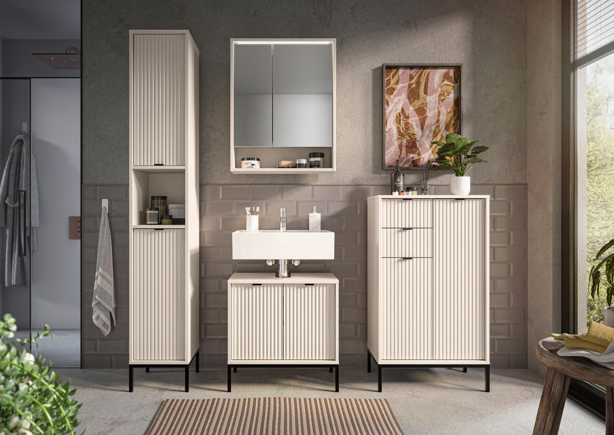 HIGHBOARD  in 60/106/32 cm  - Kaschmir/Schwarz, MODERN, Holzwerkstoff/Metall (60/106/32cm) - MID.YOU