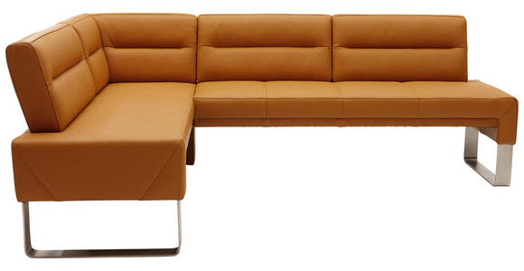 ECKBANK 276/171 cm in Edelstahlfarben, Currygelb - Currygelb/Edelstahlfarben, Design, Leder/Metall (276/171cm) - Dieter Knoll