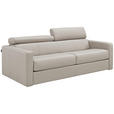 SCHLAFSOFA  in Echtleder Creme  - Creme/Schwarz, Design, Leder/Kunststoff (185/93/98cm) - Novel