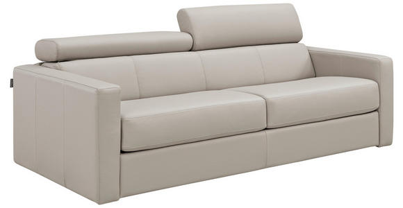 SCHLAFSOFA  in Echtleder Creme  - Creme/Schwarz, Design, Leder/Kunststoff (185/93/98cm) - Novel