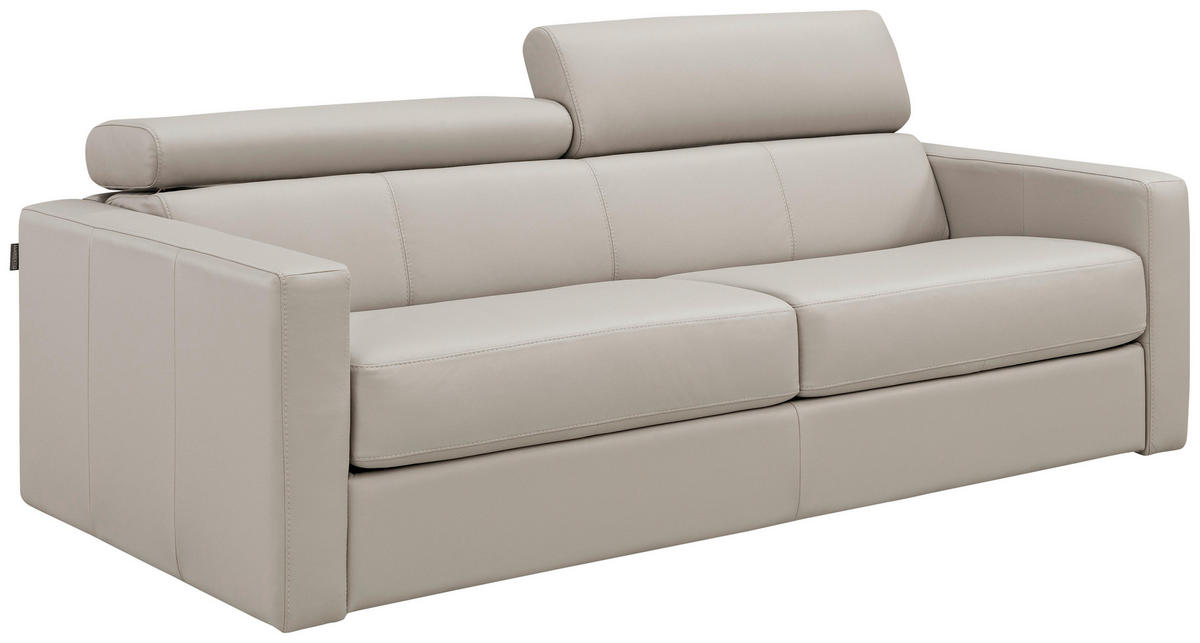 SCHLAFSOFA Creme Echtleder  - Creme/Schwarz, Design, Leder/Kunststoff (185/93/98cm) - Novel