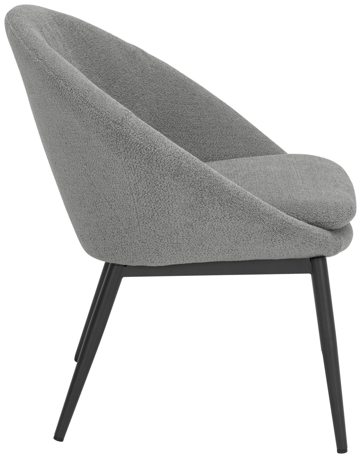 SESSEL in Bouclé Grau  - Schwarz/Grau, Design, Textil/Metall (77/77/64cm) - P & B