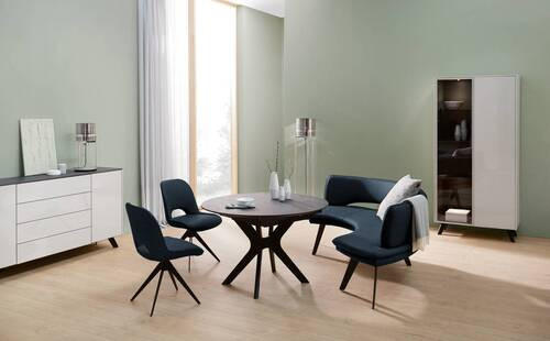 SITZBANK 238/84/154 cm Echtleder Dunkelblau Metall  - Schwarz/Dunkelblau, Design, Leder/Metall (238/84/154cm) - Joop!