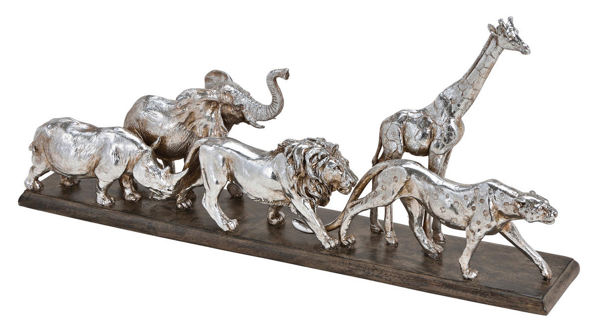 SKULPTUR - Silberfarben/Braun, Trend, Kunststoff (50/23/9cm)