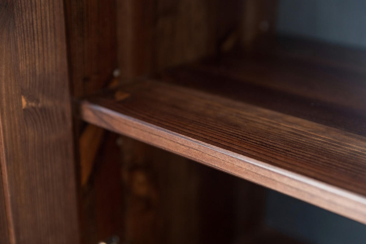 NACHTSCHRANK 54/61/36 cm Kiefer massiv  - Dunkelbraun/Silberfarben, KONVENTIONELL, Holz/Metall (54/61/36cm) - Linea Natura