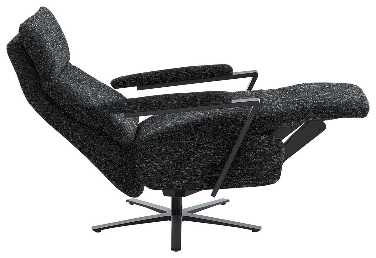 RELAXSESSEL in Textil Graphitfarben  - Schwarz/Graphitfarben, Design, Textil/Metall (68/117/85cm) - Cantus
