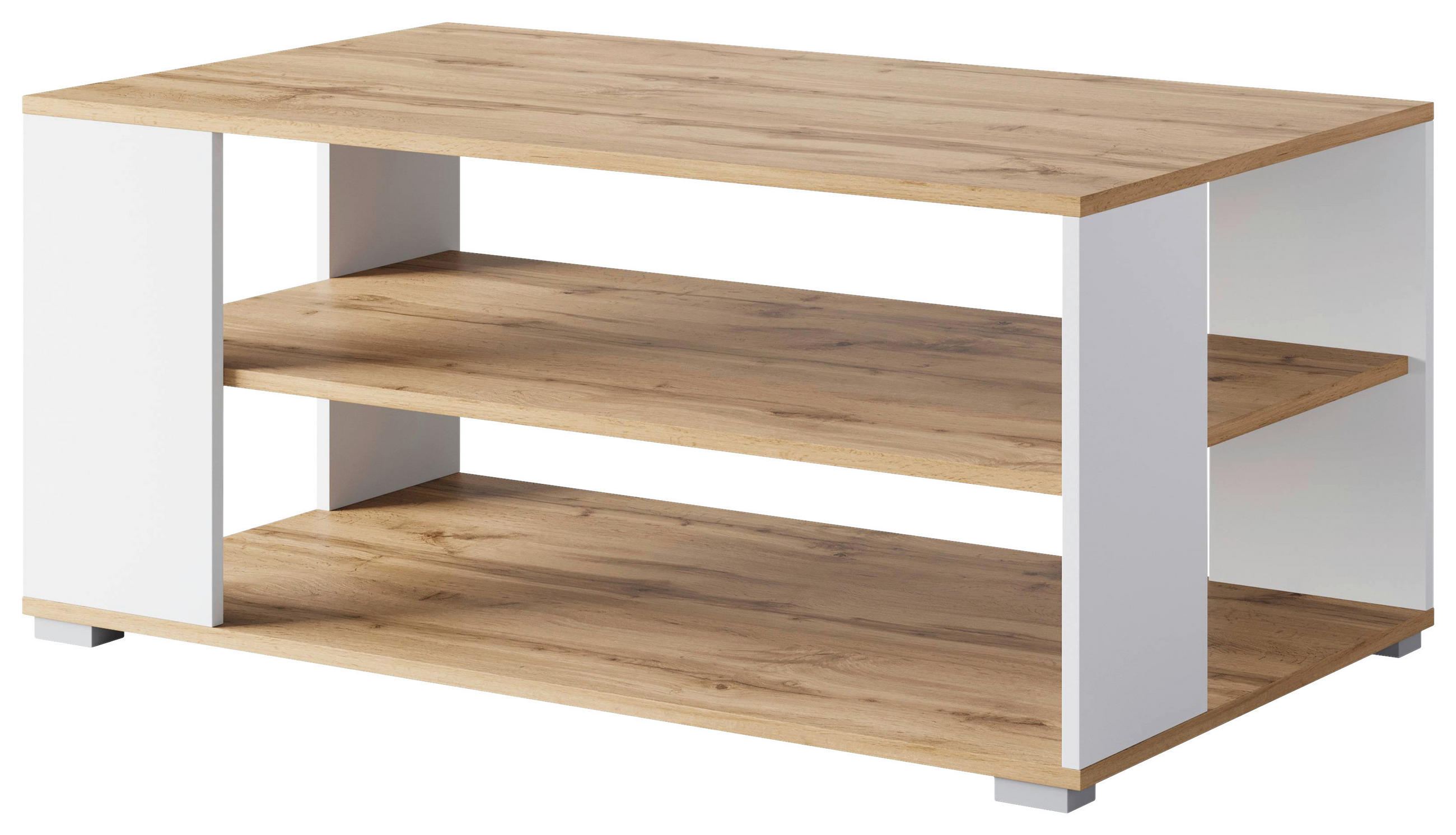COUCHTISCH rechteckig Weiß, Eiche Wotan  - Eiche Wotan/Weiß, Trend, Holzwerkstoff/Kunststoff (100/45/60cm) - Livetastic