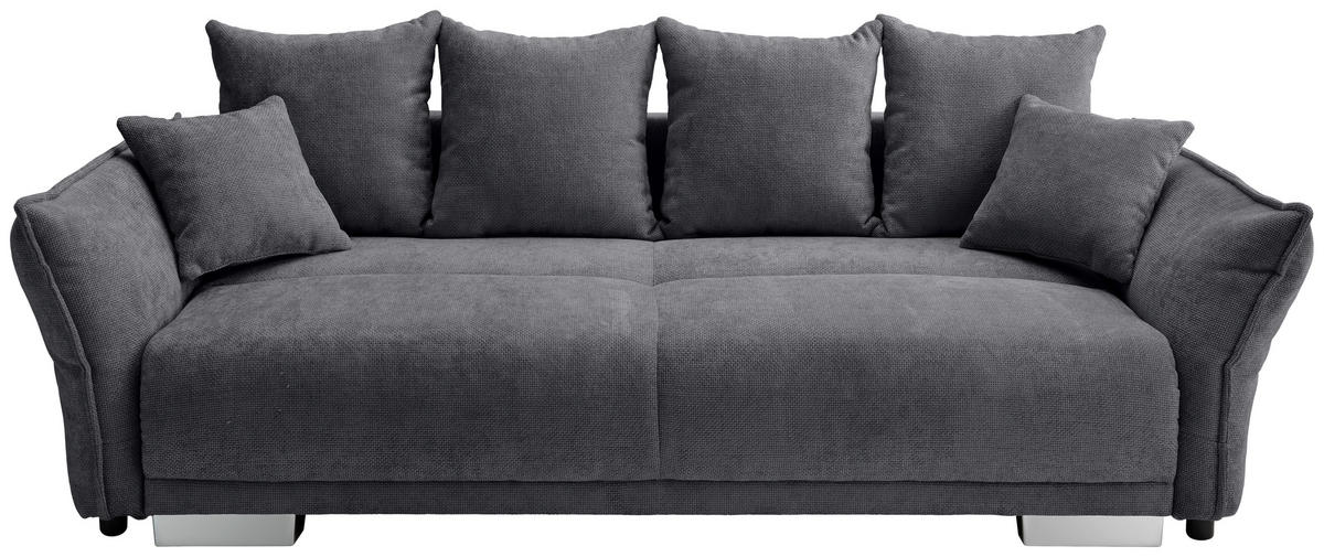 BIGSOFA Mikrofaser Graphitfarben  - Chromfarben/Graphitfarben, Basics, Kunststoff/Textil (242/71/90/131cm) - Livetastic