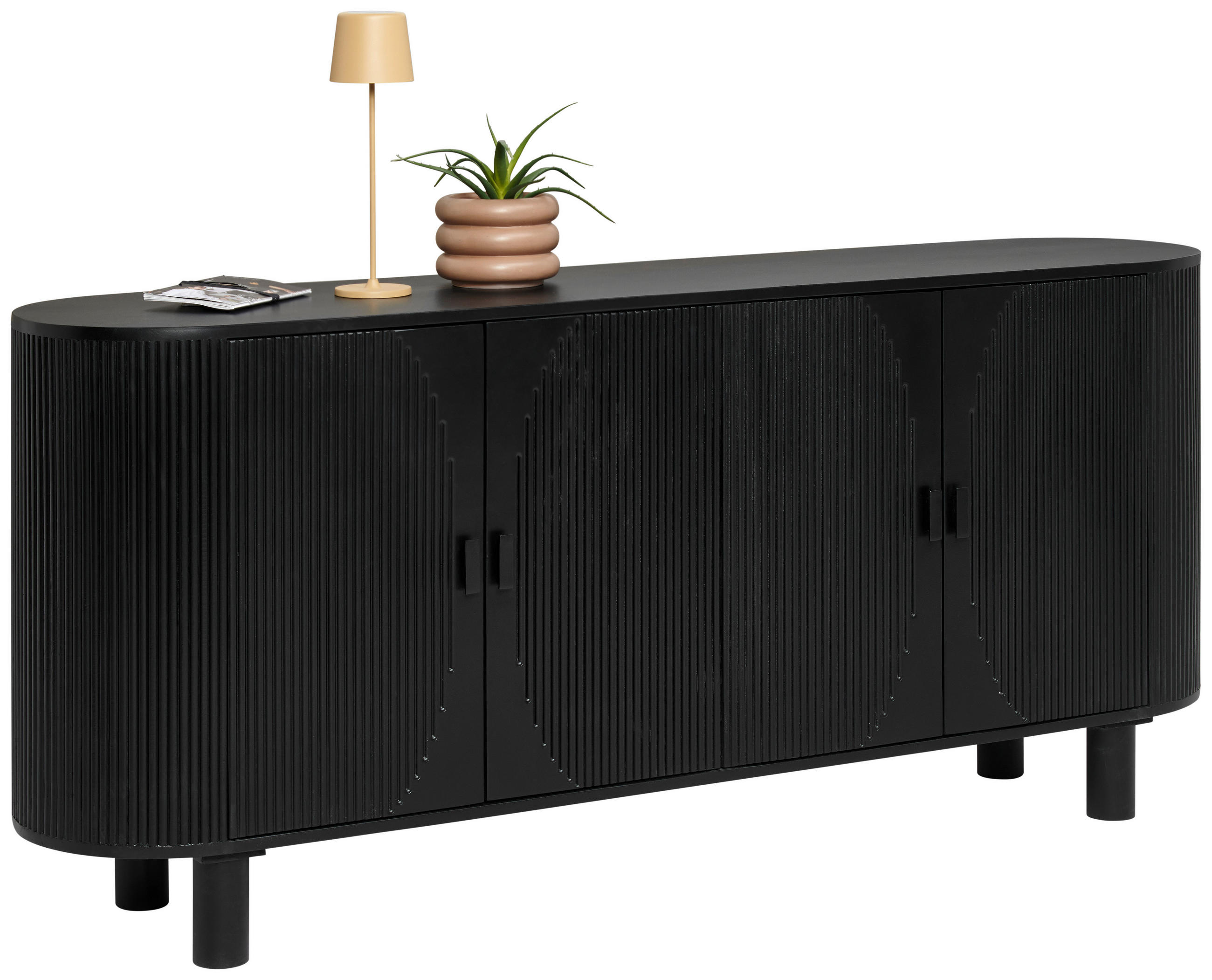 SIDEBOARD svart  180/80/40 cm  - svart, Trend, metall/trä (180/80/40cm) - Ambia Garden