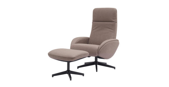 RELAXSESSELSET mit Funktion Mikrofaser Relaxfunktion, Hocker    - Taupe/Schwarz, Design, Textil/Metall (77/107/75cm) - Xora