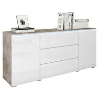 SIDEBOARD Vera 150/67,9/39,5 cm 3 Schublade(n)  - Weiss Hochglanz/Grau, Lifestyle, Holzwerkstoff/Kunststoff (150/67,9/39,5cm) - P & B