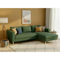 ECKSOFA  in Struktur Dunkelgrün  232/161 cm  - Dunkelgrün/Buchefarben, MODERN, Holz/Textil (232/161cm) - Trendmanufaktur