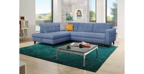 ECKSOFA in Webstoff Blau 216/297 cm - Blau/Schwarz, Design, Holz/Textil (216/297cm) - Xora