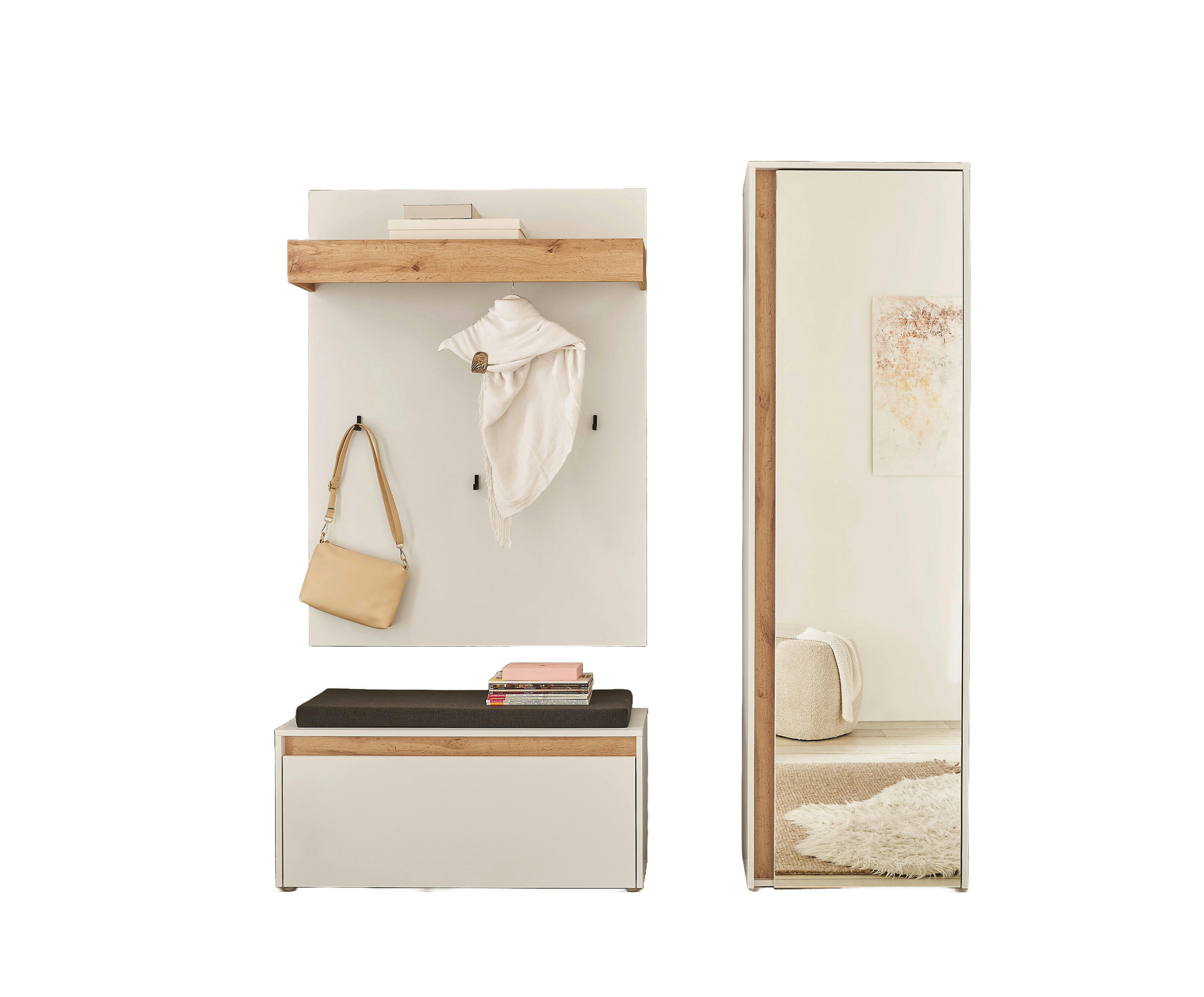 Modante Garderobe Weiß, Eiche Wotan 170x200x40 cm