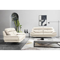 3-SITZER-SOFA 225/92/99 cm  in Echtleder Weiß   - Chromfarben/Weiß, Design, Leder/Metall (225/92/99cm) - Livetastic