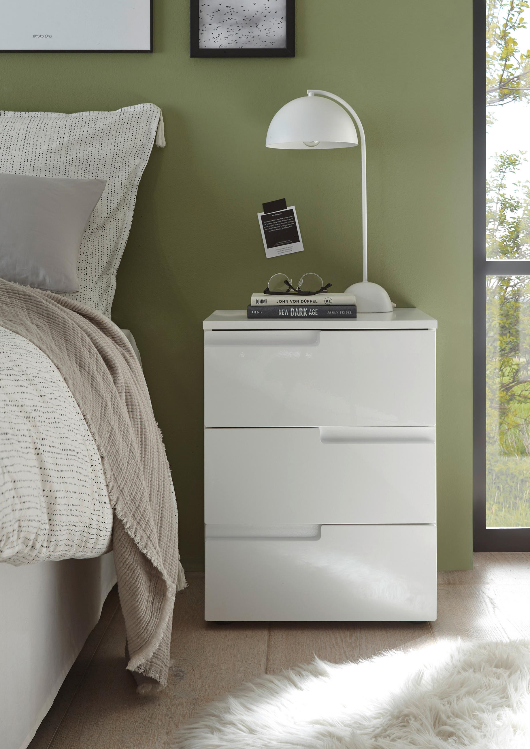 NACHTSCHRANK 46,2/60,9/40 cm  - Weiß Hochglanz/Schwarz, MODERN, Holzwerkstoff/Kunststoff (46,2/60,9/40cm) - MID.YOU