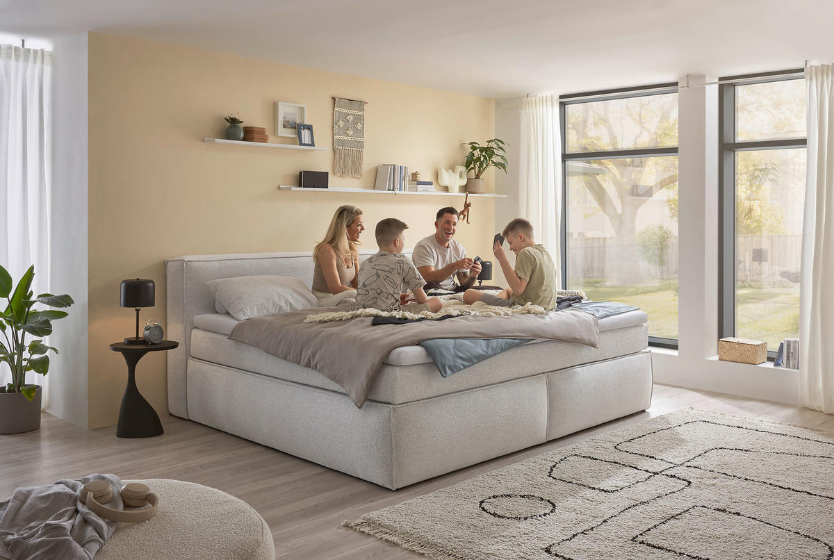 FAMILIENBOXSPRINGBETT - Silberfarben/Schwarz, LIFESTYLE, Kunststoff/Textil (240/200cm) - Esposa