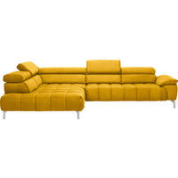ECKSOFA in Chenille Gelb, Currygelb  - Chromfarben/Currygelb, Design, Textil/Metall (222/323cm) - Beldomo Style