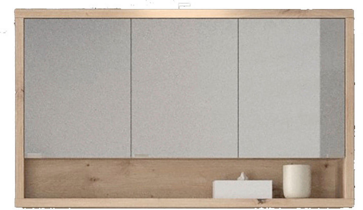 OMARA Z OGLEDALOM 123/69/22 cm  - barve hrasta/bež, Moderno, leseni material (123/69/22cm) - Xora