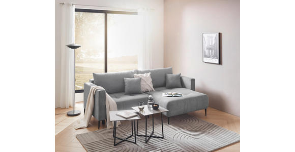 ECKSOFA  in Velours Hellgrau  - Hellgrau/Schwarz, KONVENTIONELL, Textil/Metall (226/155cm) - Carryhome
