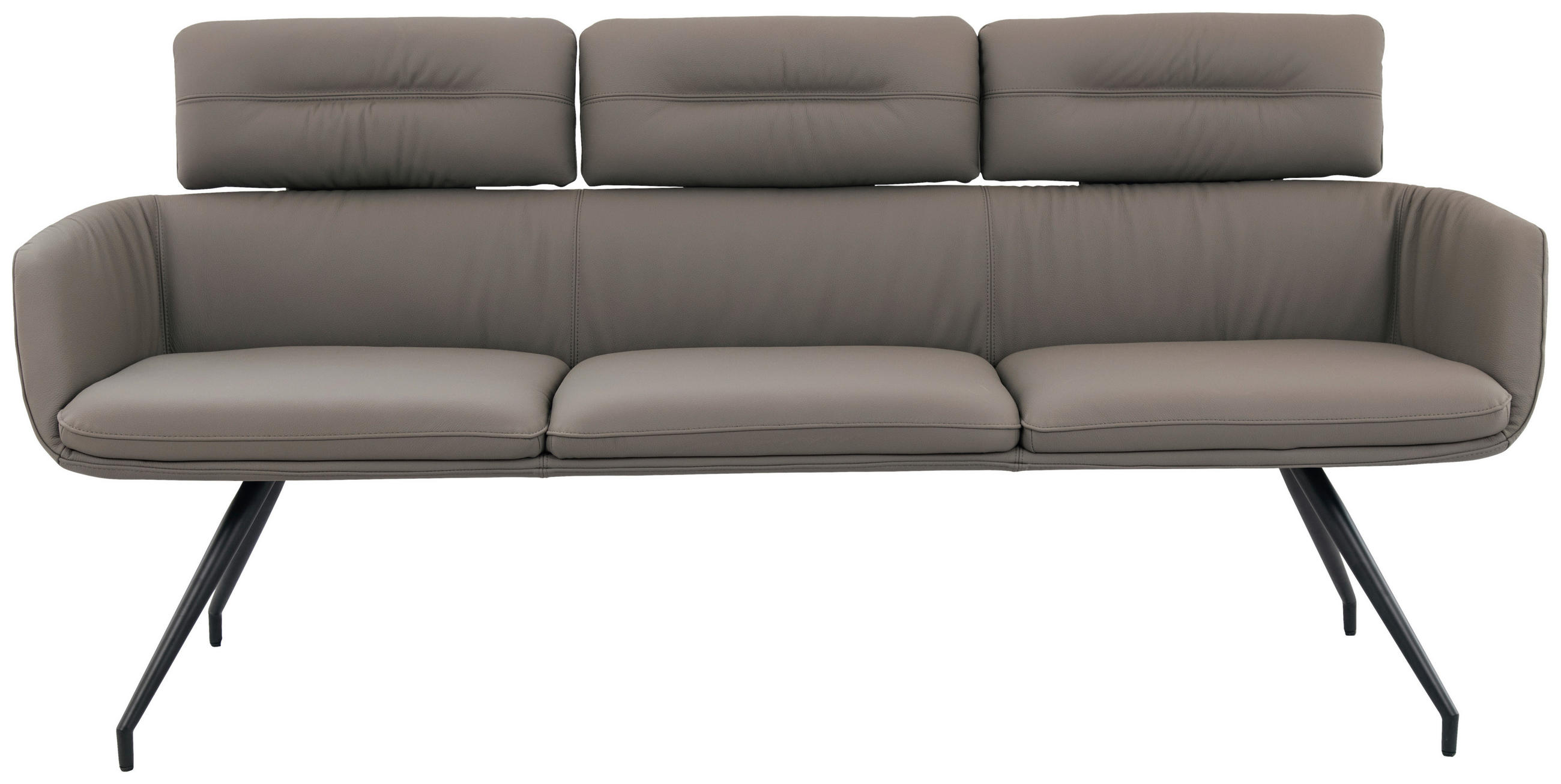 SITZBANK 200/91/70 cm Echtleder Dunkelgrau, Schwarz  - Dunkelgrau/Schwarz, Design, Leder/Metall (200/91/70cm) - Dieter Knoll