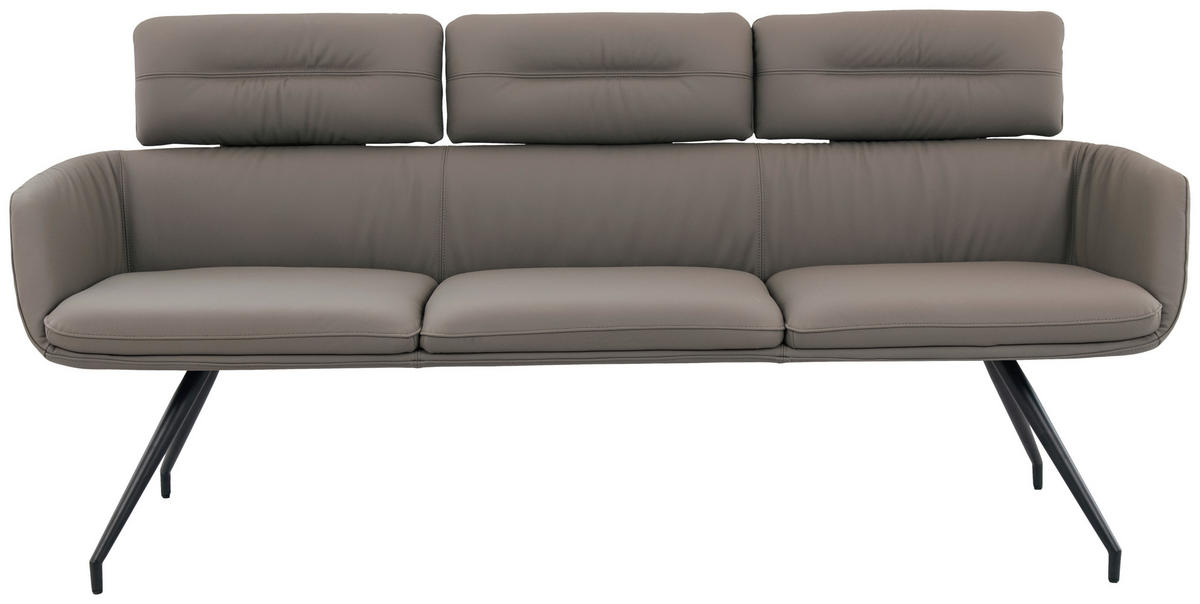 SITZBANK 200/91/70 cm Echtleder Schwarz, Dunkelgrau  - Dunkelgrau/Schwarz, Design, Leder/Metall (200/91/70cm) - Dieter Knoll