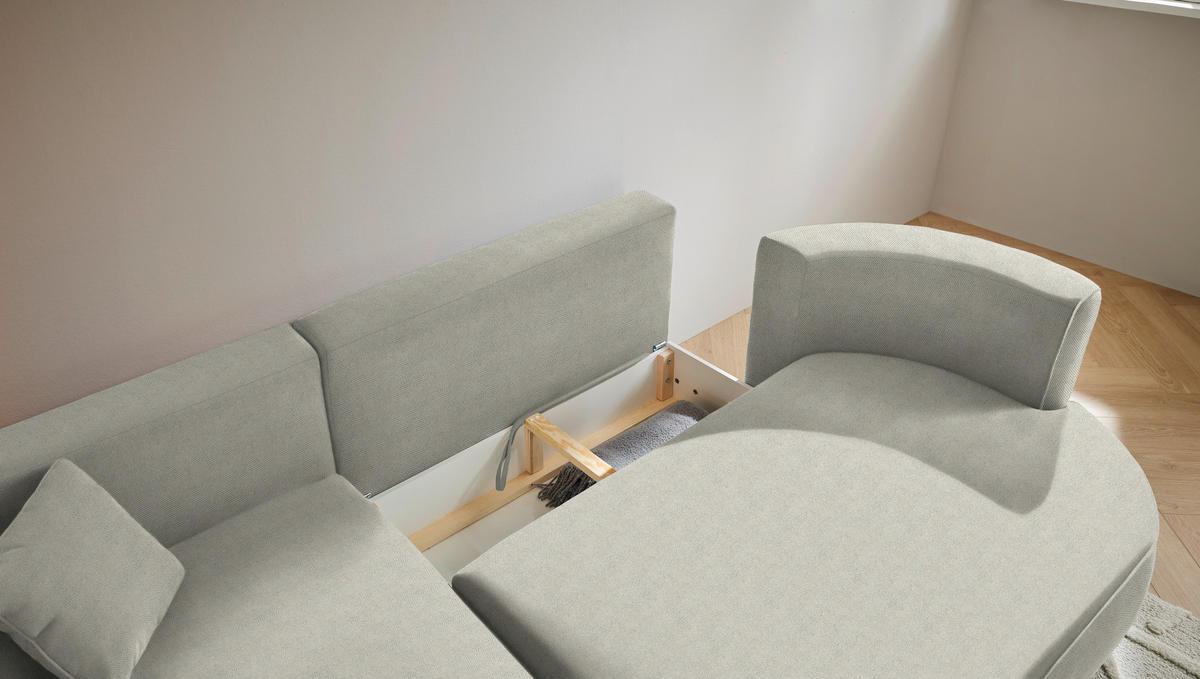 ECKSOFA in Webstoff Creme  - Creme/Schwarz, Design, Kunststoff/Textil (183/284cm) - Welnova