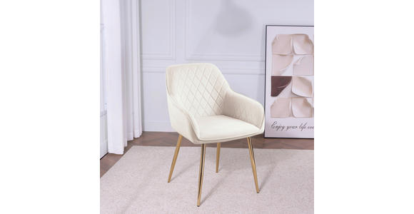 ARMLEHNSTUHL   Samt  - Beige/Goldfarben, Design, Textil/Metall (56/82,5/61,5cm) - Novel