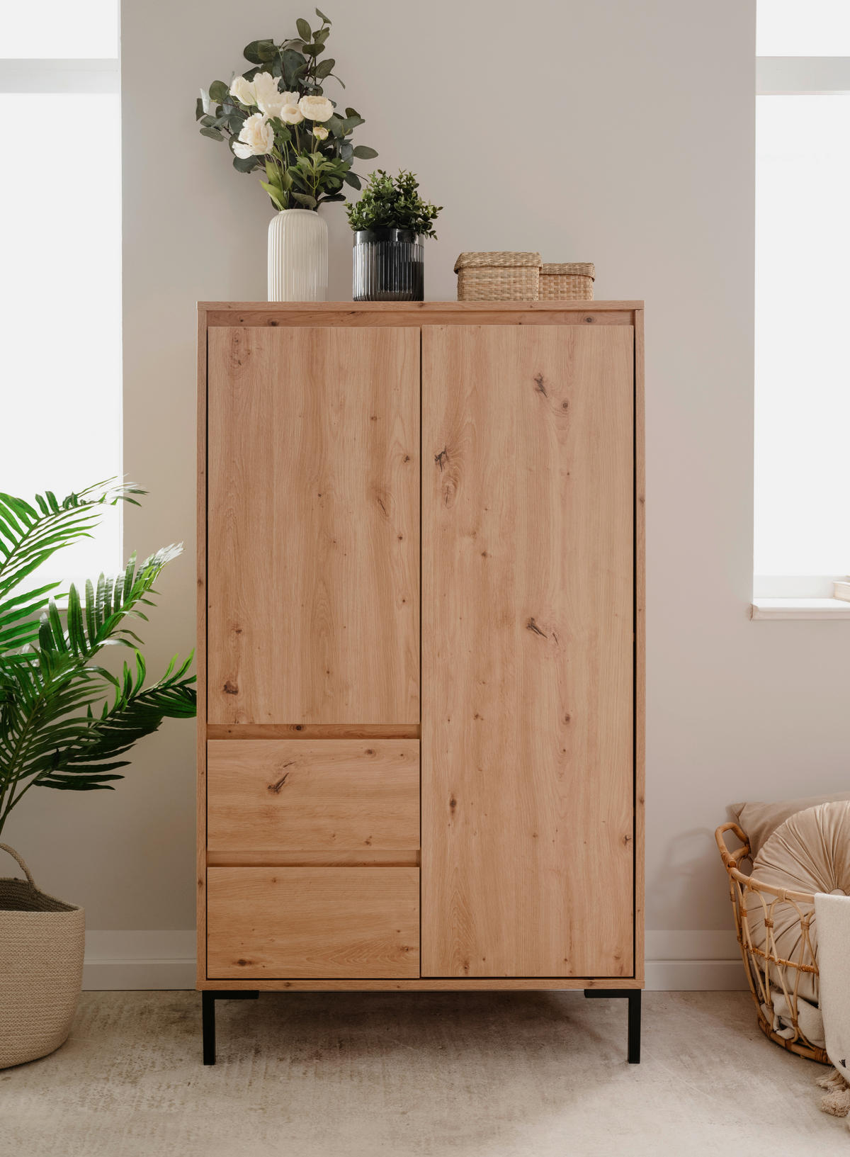HIGHBOARD  in 81/139/40 cm  - Schwarz/Eiche Artisan, Design, Holzwerkstoff/Metall (81/139/40cm) - MID.YOU