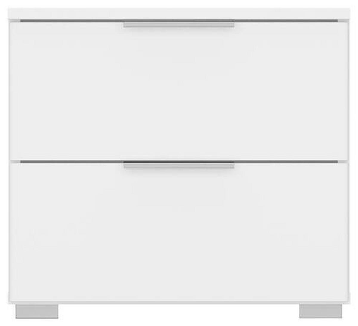 NOČNA OMARICA, bela  - bela/barve aluminija, Moderno, leseni material (47/43/42cm) - Rauch Möbel