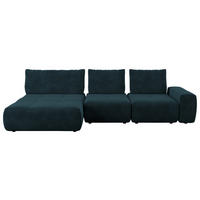 ECKSOFA in Velours Dunkelblau  174/347 cm  - Schwarz/Dunkelblau, Design, Kunststoff/Textil (174/347cm) - Xora