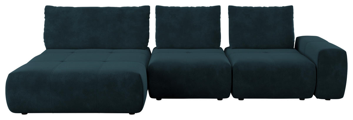 ECKSOFA in Velours Dunkelblau  174/347 cm  - Schwarz/Dunkelblau, Design, Kunststoff/Textil (174/347cm) - Xora