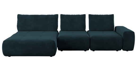 ECKSOFA in Velours Dunkelblau  - Schwarz/Dunkelblau, Design, Kunststoff/Textil (174/342cm) - Xora