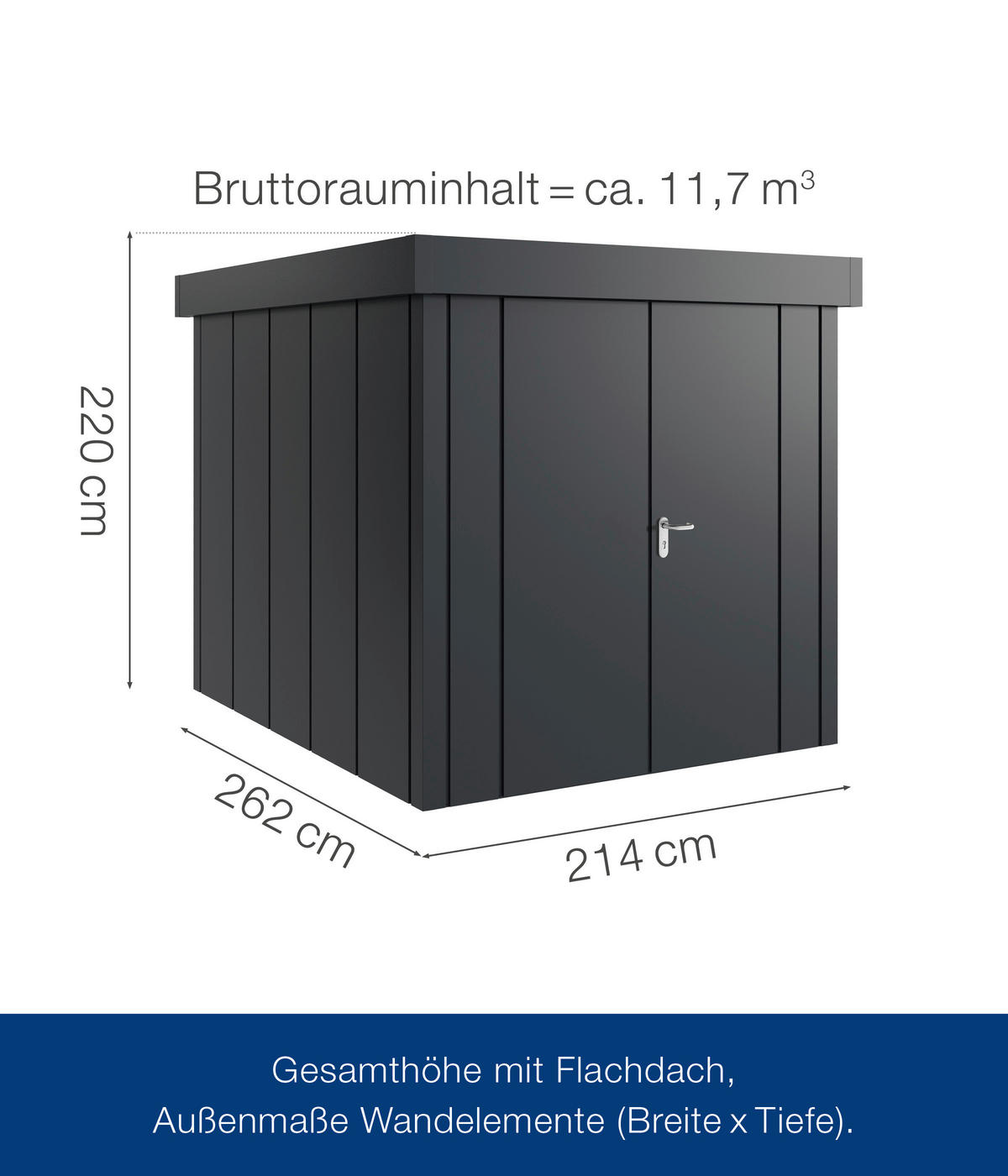 GERÄTEHAUS 229/220/277 cm  - Anthrazit, Basics, Metall (229/220/277cm)