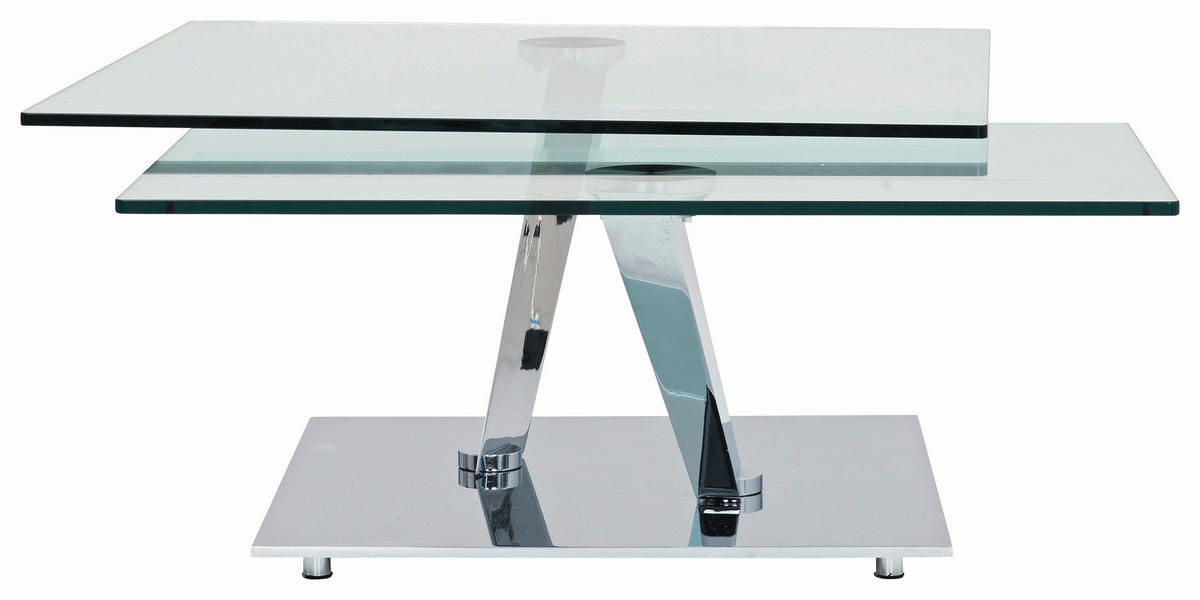 COUCHTISCH in Metall, Glas 84-129/106/40 cm  - Chromfarben, Design, Glas/Metall (84-129/106/40cm)