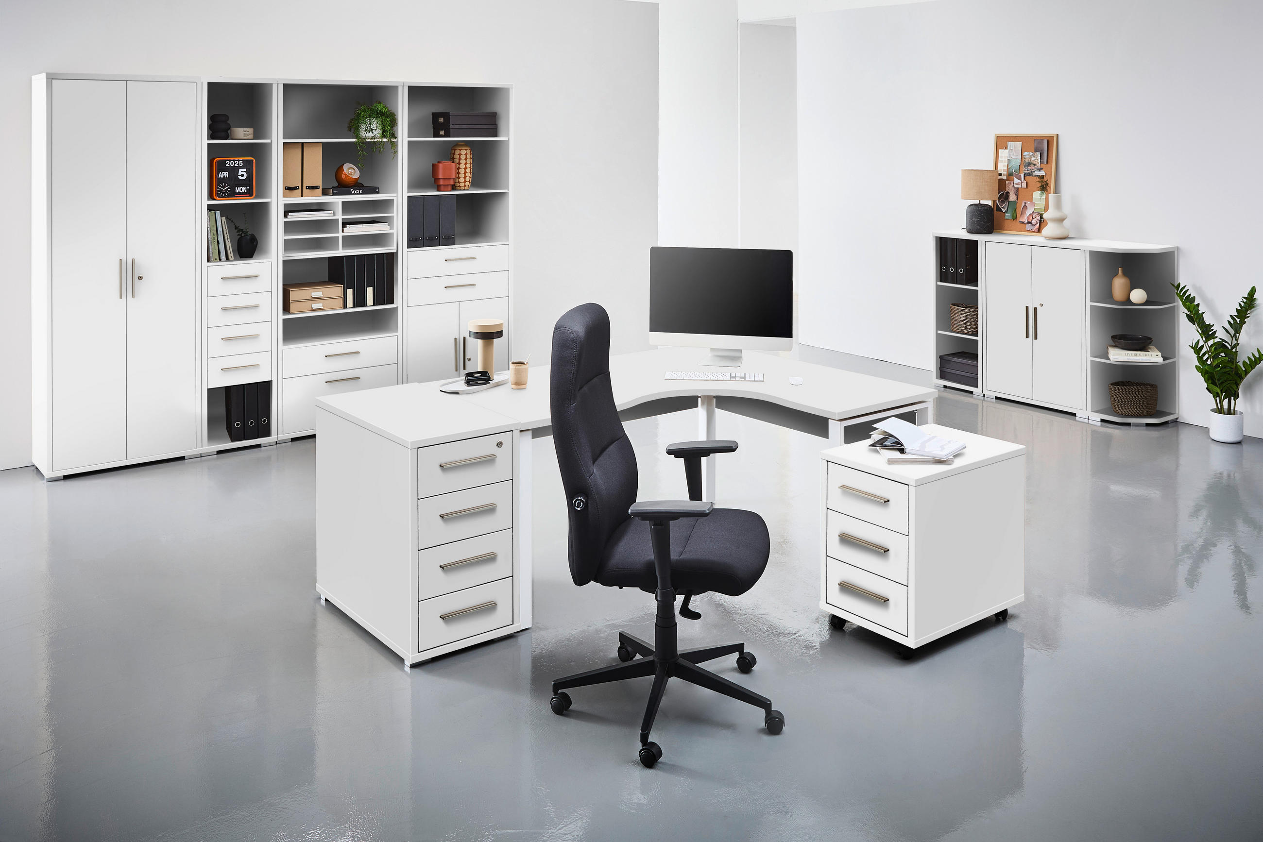 ECKSCHREIBTISCH 140/160/77,8 cm  in Weiß  - Weiß, KONVENTIONELL, Holzwerkstoff/Metall (140/160/77,8cm) - Voleo