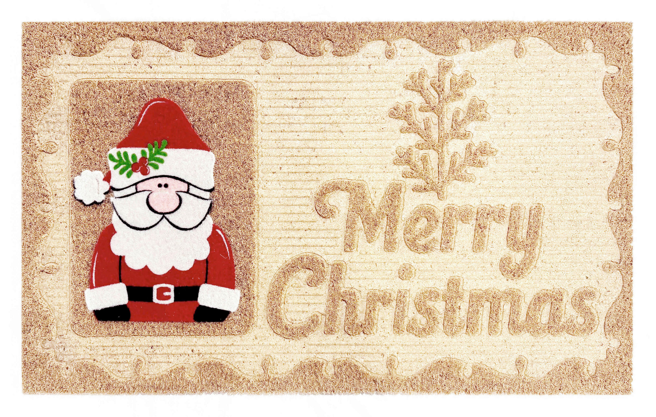 LÁBTÖRLŐ  - piros/erdőzöld, Basics, műanyag/természetes anyagok (75/45/0,15cm) - X-Mas