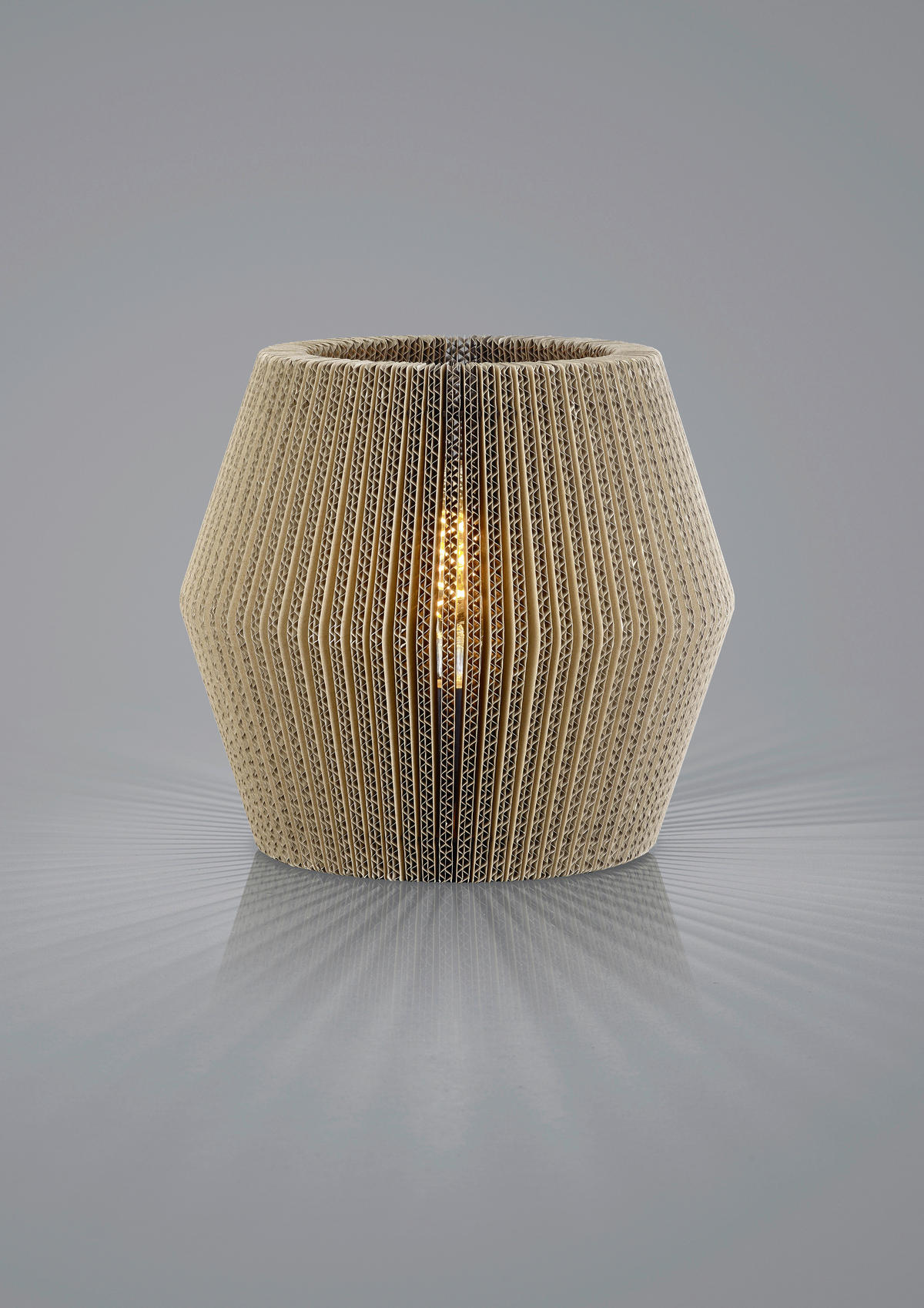 TISCHLEUCHTE 28/26 cm  - Schwarz/Naturfarben, Design, Wellpappe/Metall (28/26cm) - Hell